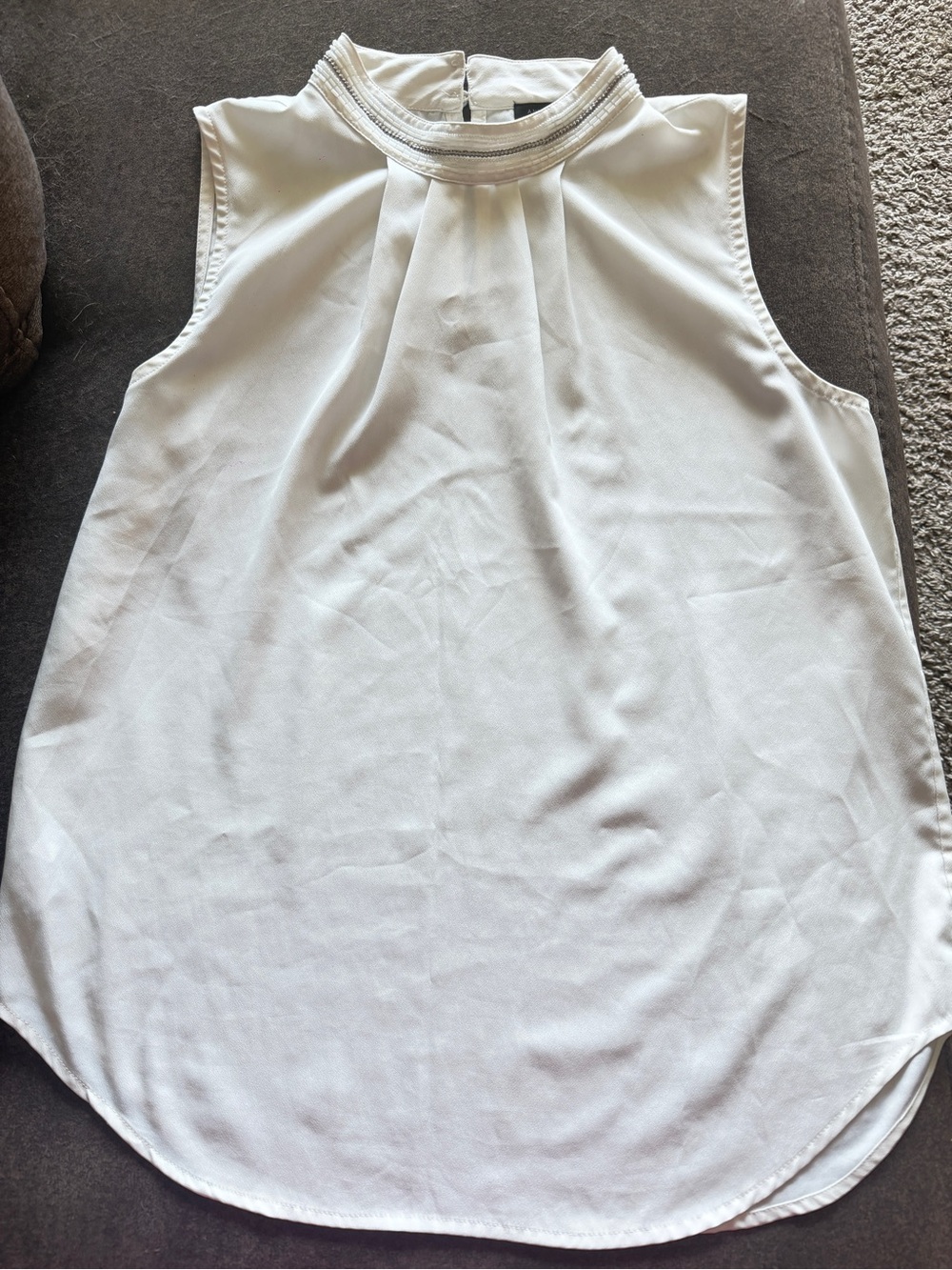 Ann Taylor White Sleeveless Mock Collar Camisole